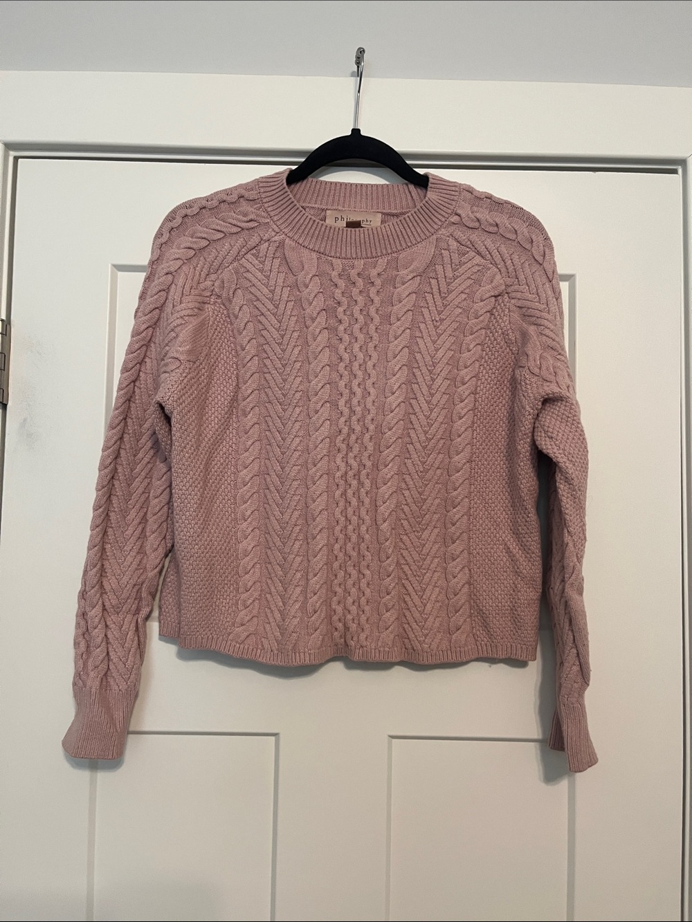 Philosophy Blush Pink Cable Knit Turtleneck Sweater Small